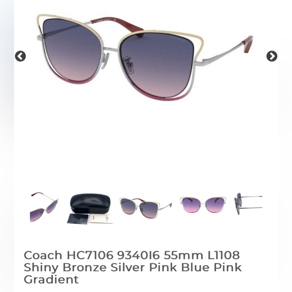 Coach Sunglasses Hc7106 9340i6 55mm Shiny Bronze Silver Pink Blue Pink Gradient